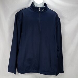 Nike Navy Therma-Fit Half-Zip Pullover with White Swoosh